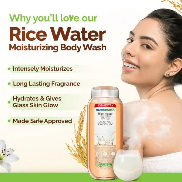 Mamaearth Rice Water Moisturizing Body Wash with Rice Water & Hydrating Lily For Dewy Glass Skin