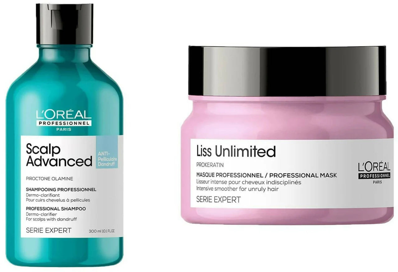 L'Oréal Paris Scalp Advanced Anti-Dandruff Dermo-Clarifier Shampoo & Liss Unlimited Hair Mask