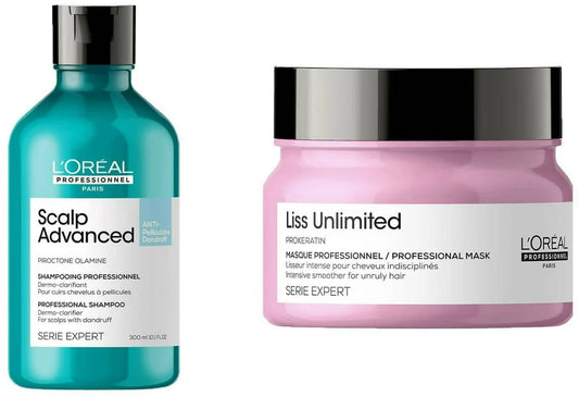 L'Oréal Paris Scalp Advanced Anti-Dandruff Dermo-Clarifier Shampoo & Liss Unlimited Hair Mask