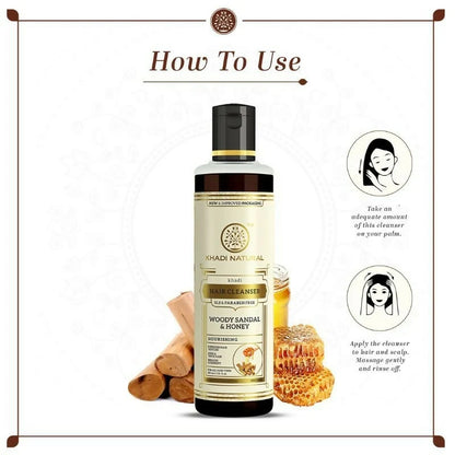 Khadi Natural Woody Sandal & Honey Hair Cleanser - 210 ml