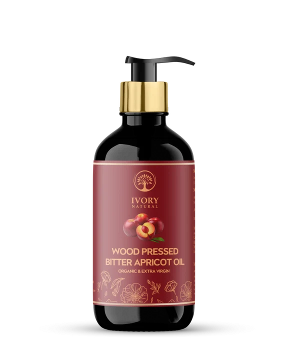 Ivory Natural Wood Pressed Bitter Apricot Oil Organic & Extra Virgin For Deep Moisturization, Gentle Hydration, And Youthful Glow - 200 ml