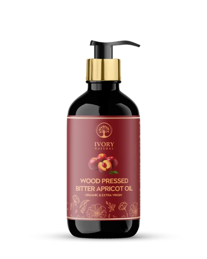 Ivory Natural Wood Pressed Bitter Apricot Oil Organic & Extra Virgin For Deep Moisturization, Gentle Hydration, And Youthful Glow - 200 ml
