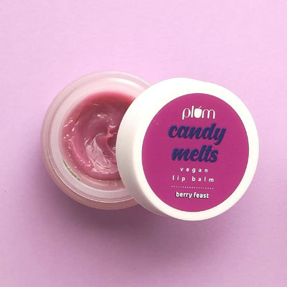 Plum Candy Melts Vegan Lip Balm Berry Feast For Dry & Chapped Lips, Natural SPF with Vitamin A - 12 gm