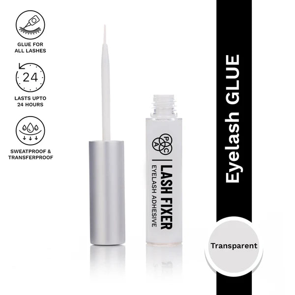 PAC Studio Lash Fixer Eyelash Adhesive Transparent - 24H Hold, Quick Drying, Waterproof, Ultra Thin Brush - 5 ml