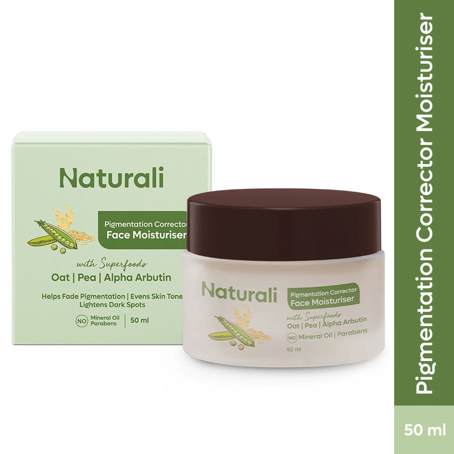 Naturali Pigmentation Corrector Moisturiser with Superfoods Oat, Pea & Alpha Arbutin - 50 ml