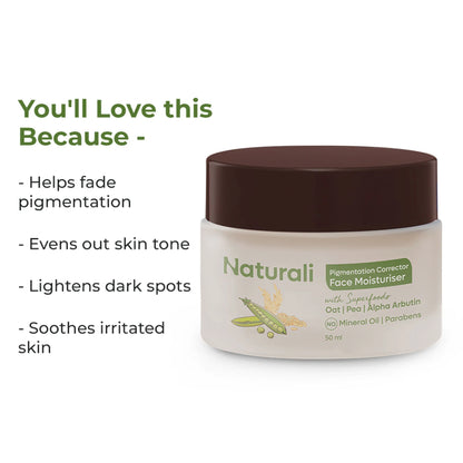 Naturali Pigmentation Corrector Moisturiser with Superfoods Oat, Pea & Alpha Arbutin - 50 ml