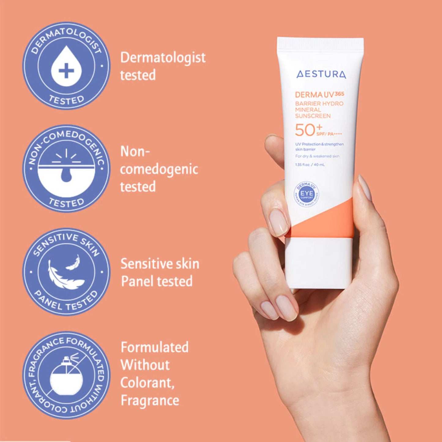 Aestura Derma UV365 Barrier Hydro Mineral Sunscreen 50+ SPF/PA++++ - 25 ml