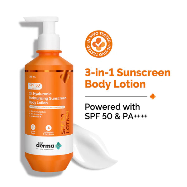 The Derma Co 1% Hyaluronic Moisturizing Sunscreen Body Lotion SPF 50 PA++++ - 200 ml
