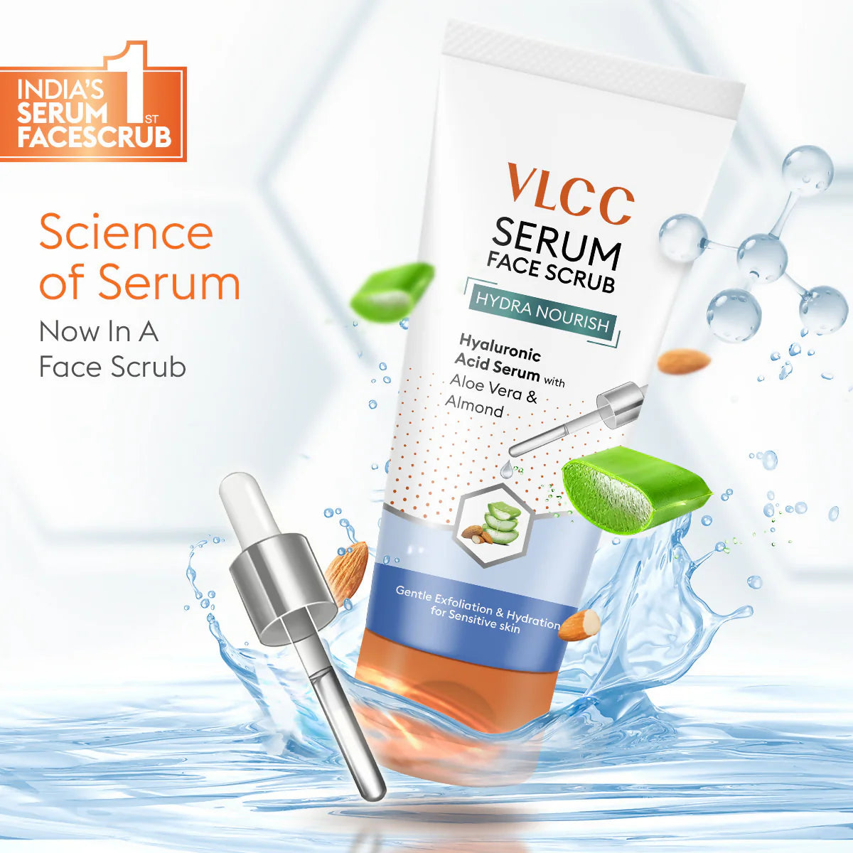 VLCC Hydra Nourish Scrub With Hyaluronic Acid Serum Aloe Vera & Almond