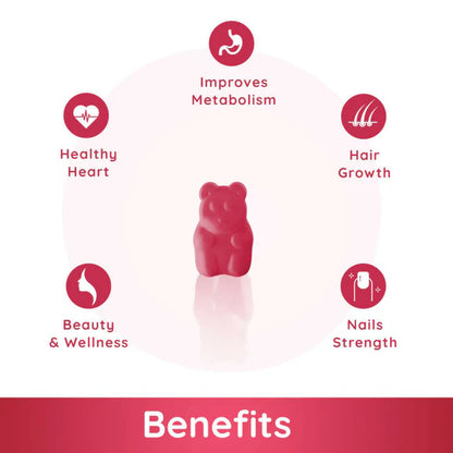 Purna Gummies Hair Biotin Cranberry Sugar Free Gummies with Vitamin B12 for Hair & Nail - 30 gummies