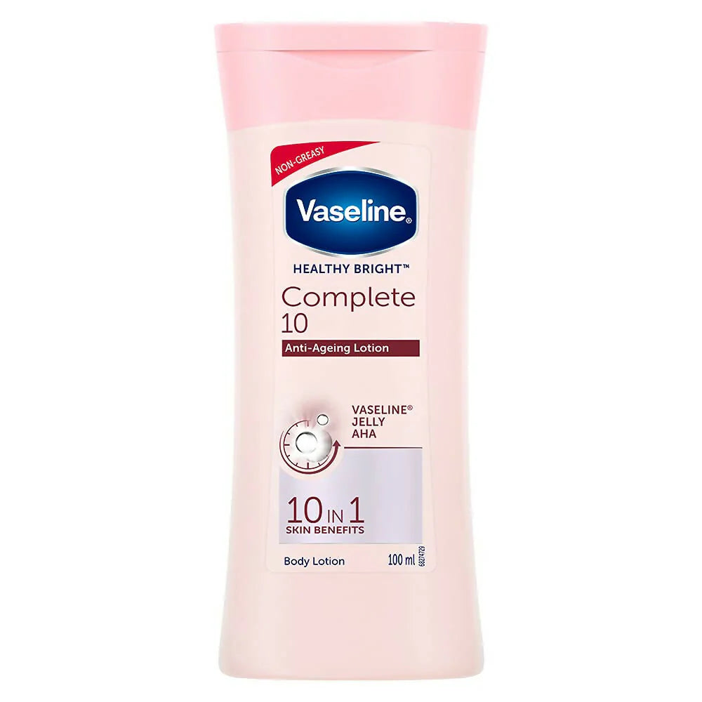 Vaseline Healthy Bright Complete 10 Anti Ageing Body Lotion, 10 in 1 Body Lotion With Vitamin B3, AHA, Pro-Retinol