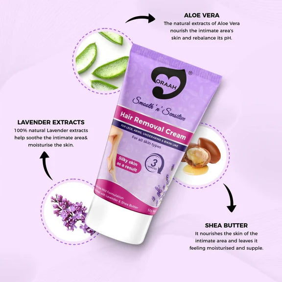 Oraah Smooth n Sensitive Hair Removal Cream - 50 gm