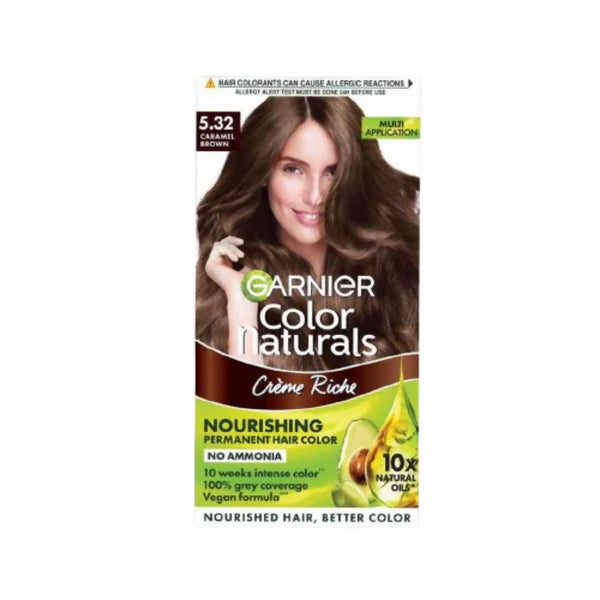 Garnier Color Naturals Creme Riche Hair Color - Shade 5.32 Caramel Brown - 70ml + 60gm