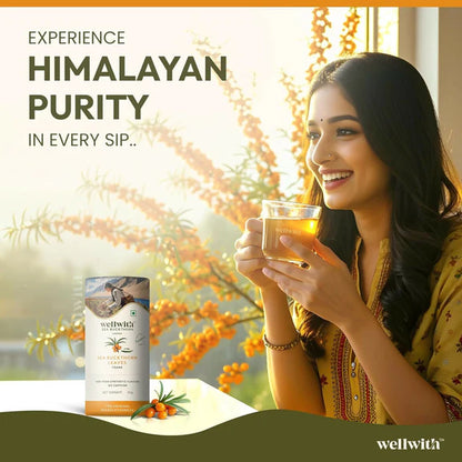 Wellwith Sea Buckthorn Raw Leaves Tea - Himalayan Herbal Leaf Tea - 50 gm