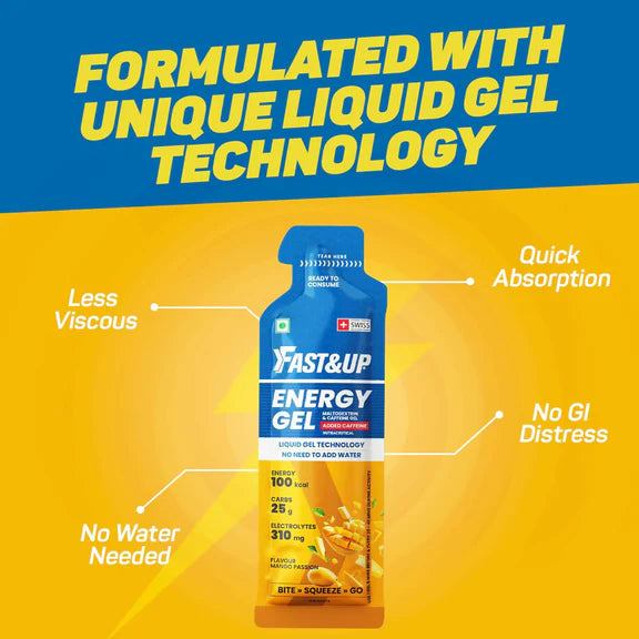Fast&Up Energy Gel-Orange Blast Flavour - 39 gm - Pack of 6