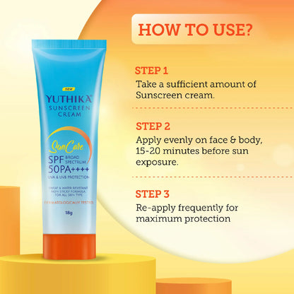 Yuthika Sunscreen Lotion SPF 50 PA+++(Pack of 3) - 18 gm - Set of 3