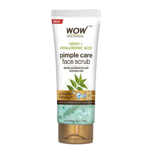 WOW Skin Science Neem & Hyaluronic Acid Pimple Care Face Scrub For Anti-Bacterial, Unclogs Pores