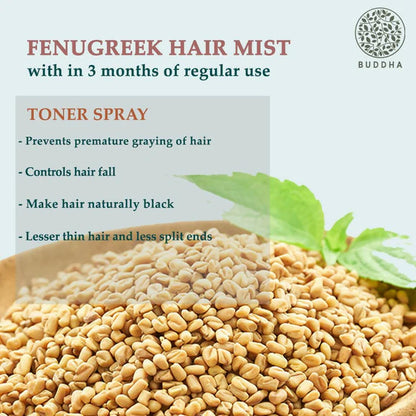 Buddha Natural Fenugreek Hair Vitalizer Spray Mist- Hair Thinning & Greying Hair Mist - 150 ml