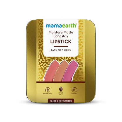 Mamaearth Moisture Matte Long Stay Lipstick Gift Set - Nude Perfection -Gift Set