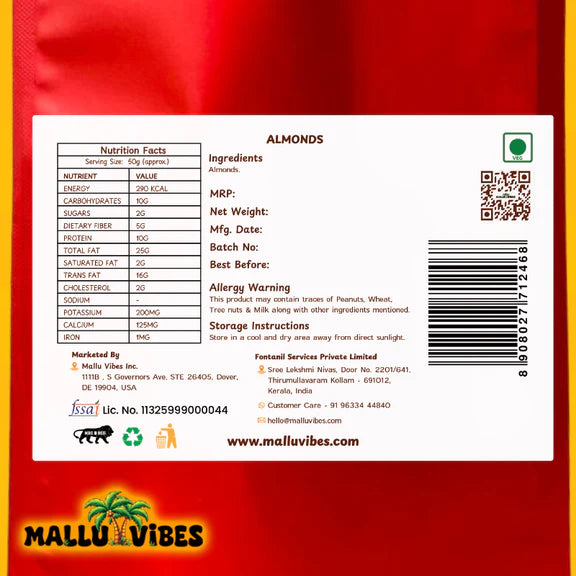 Mallu Vibes Almonds - 200 gm