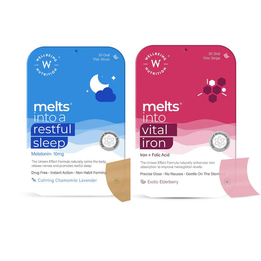 Wellbeing Nutrition Melts Restful Sleep & Melts Vital Iron Oral Strips Combo