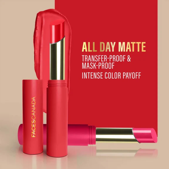 Faces Canada 3 in 1 LongStay Matte Lipstick - Sinful Peach 05 - 2 gm
