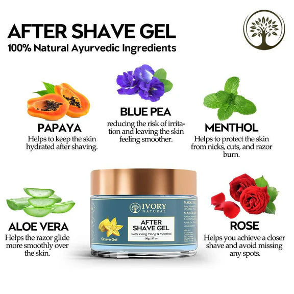 Ivory Natural After Shave Gel For Gentle Post-Shave, Reduced Facial Worries - 50 gm