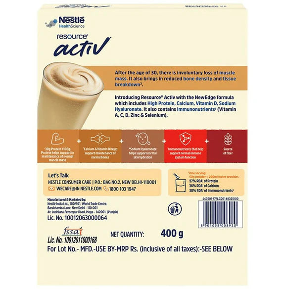 Nestle Resource Activ Powder - Vanilla Flavor - 400 gm