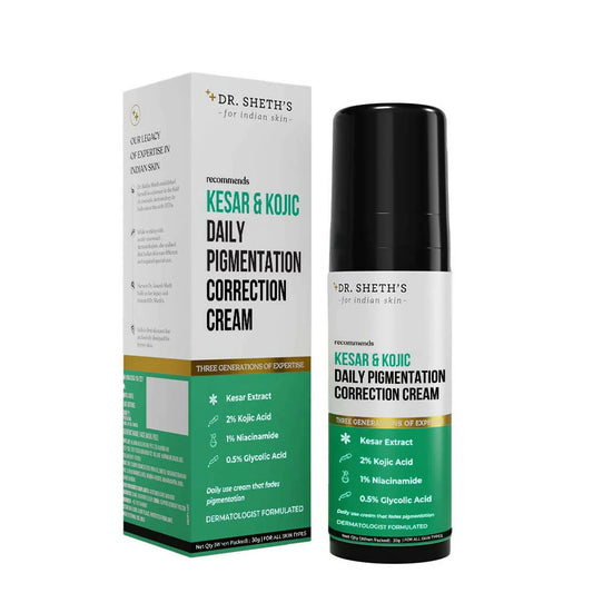 Dr. Sheth's Kesar & Kojic Daily Pigmentation Correction Face Cream With 1% Niacinamide, Removes Tan & Depigments Skin