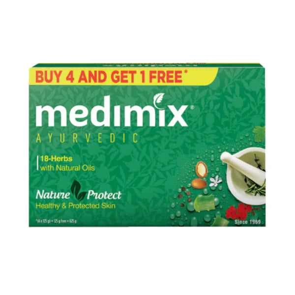 Medimix Ayurvedic Classic 18 Herbs Soap, 125 g (4 + 1 Offer Pack) - 625 gm