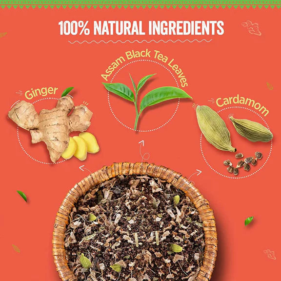 Chaayos Adrak Elaichi Tea Powder (Ginger & Cardamom) - 100 gm