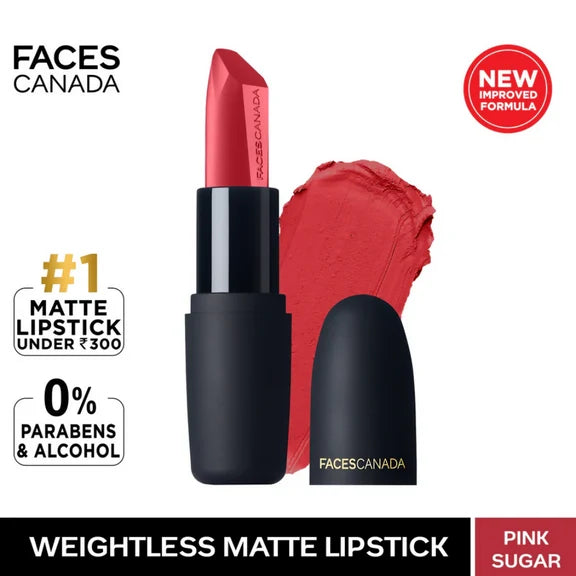 Faces Canada Weightless Matte Finish Lipstick - Pink Sugar 04 - 4 gm