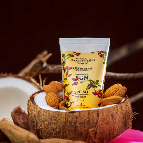 Haappyherbs Aishwaryam Spf50 Powerful,Weightless & Moisturizing Sunscreen , Pa++,Uva& Uvb Protection - 50 gm