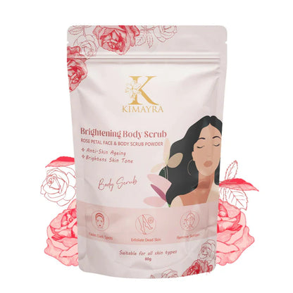 Kimayra Natural Rose Petal Face & Body Scrub For Brightening Skin, Help in Reduce Fine Lines, Wrinkles & Blemishes - 80 gm