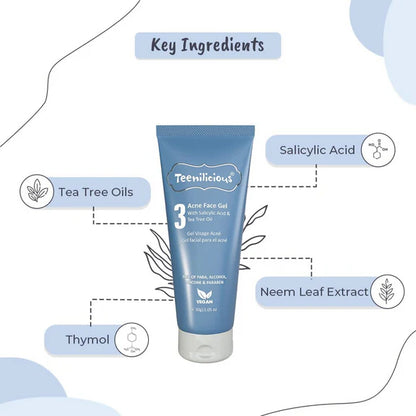 Teenilicious Acne Face Gel With 2% Salicylic Acid & Tea Tree Oil - 30 gm