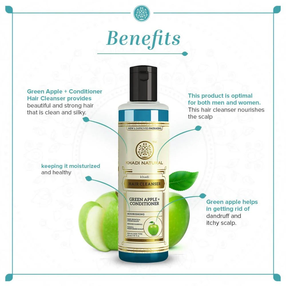 Khadi Natural Green Apple + Conditioner Hair Cleanser - 210 ml