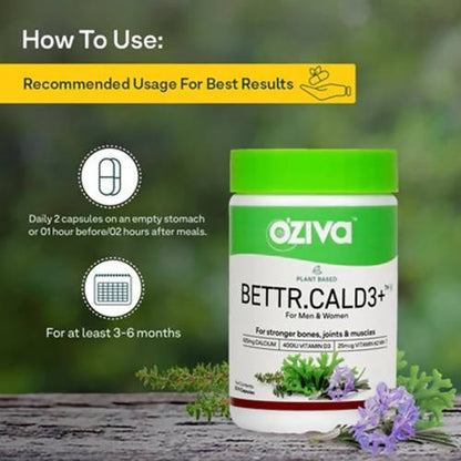 OZiva Plant Based Bettr.CalD3+ Capsules For Men And Women -60 Caps