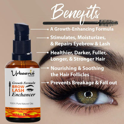 Urbaano Herbal Premium Eyebrow & Eyelash Growth Serum Oil - 30 ml