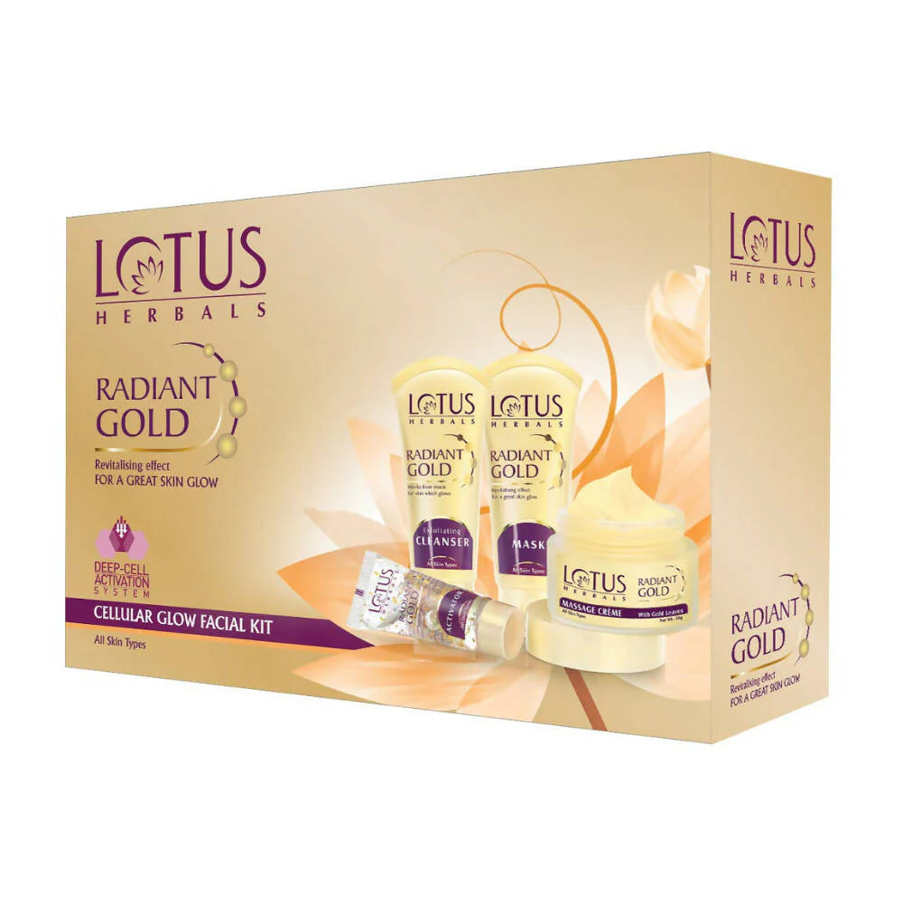 Lotus Herbals Radiant Gold Cellular Glow Facial Kit For All Skin Types