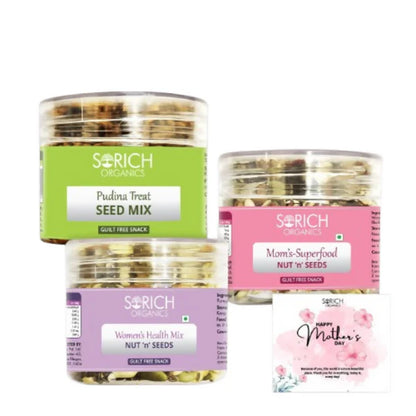 Sorich Organics Mother's Superfood Mix, Women's Health Mix & Pudina Seeds Mix - combo