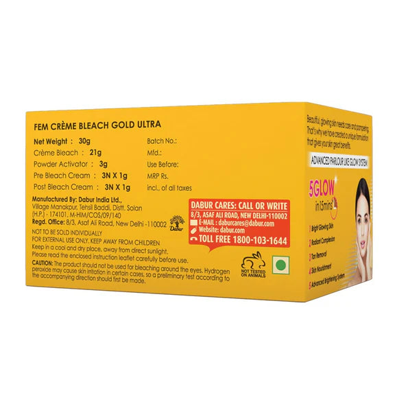 Fem Fairness (Gold Ultra) Crème Bleach - 30 gm