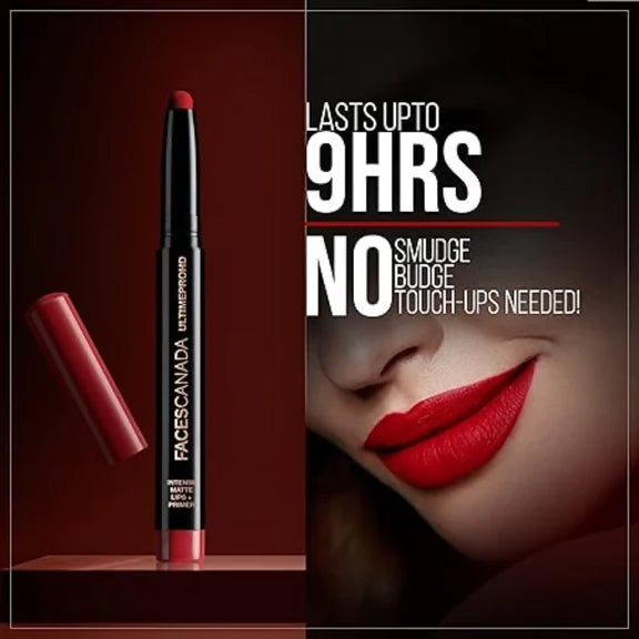 Faces Canada Ultime Pro Hd Intense Matte Lipstick + Primer - Red Bouquet (Red) - 1.4 gm