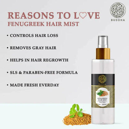 Buddha Natural Fenugreek Hair Vitalizer Spray Mist- Hair Thinning & Greying Hair Mist - 150 ml