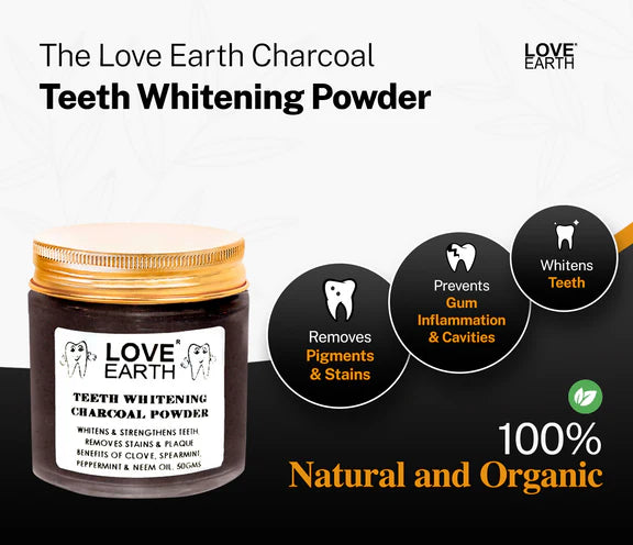 Love Earth Teeth Whitening Charcoal Powder - 50 gm