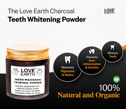 Love Earth Teeth Whitening Charcoal Powder - 50 gm