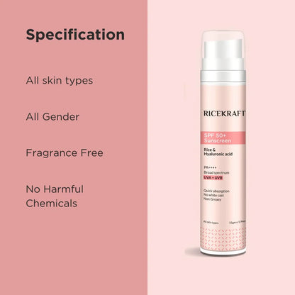 Ricekraft SPF 50+ Korean Sunscreen - 55 gm