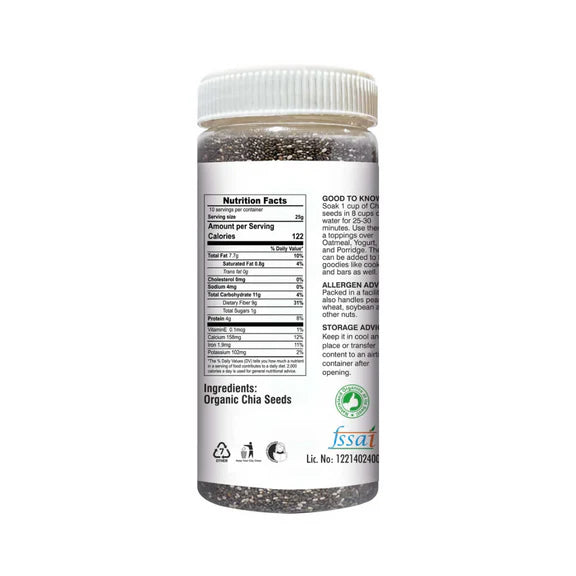 Nature Land Organics Edible Chia Seeds - 300 gm