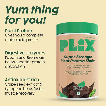 PLIX The Plant Fix Strength Vegan Plant Protein Powder - Chocolate