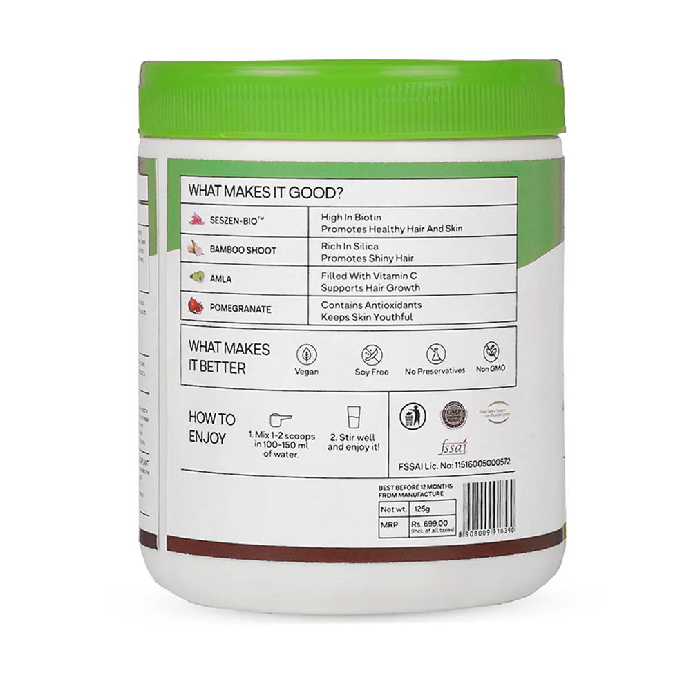 OZiva Plant Based Biotin (10,000+ mcg) -125 gm