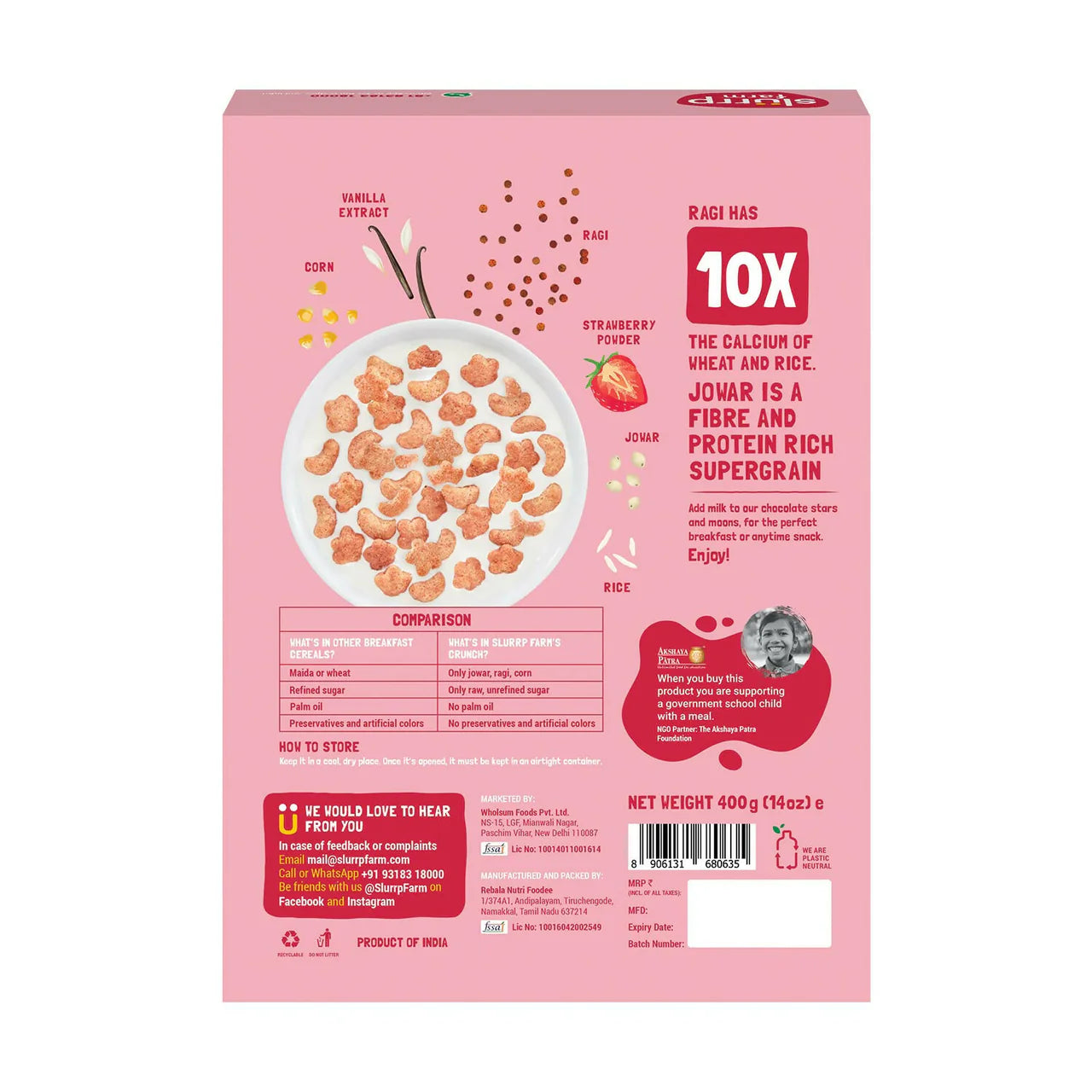 Slurrp Farm Berry Crunch Strawberry Cereal (Ragi Stars & Moons)